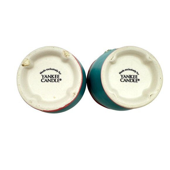 Yankee Candle Cottage Floral Votive Tea Light Holders Set of 2 Ceramic Blue Pink - Picture 7 of 10